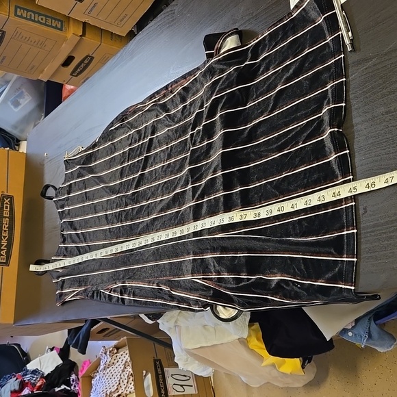 Leith Dress Velvet Striped Slits Both Sides V Neck Strappy Midi Dress Size XS - Picture 14 of 16